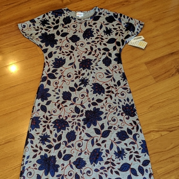 LuLaRoe Dresses & Skirts - LuLaRoe Maria Dress, Grey, Blue & Red XXS